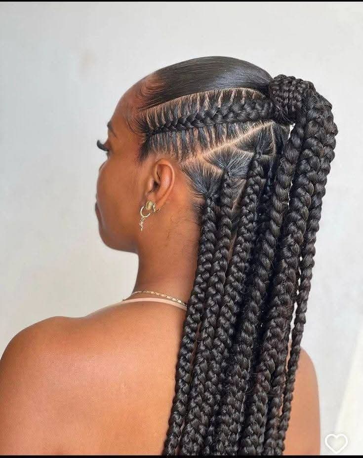 Half Knotless Braids Half Gel Styling
